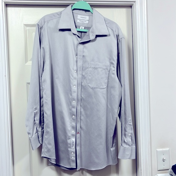 Cremieux 100% Pima Cotton, 16 1/2 / 35 Grey Herringbone Dress Shirt - Picture 1 of 4